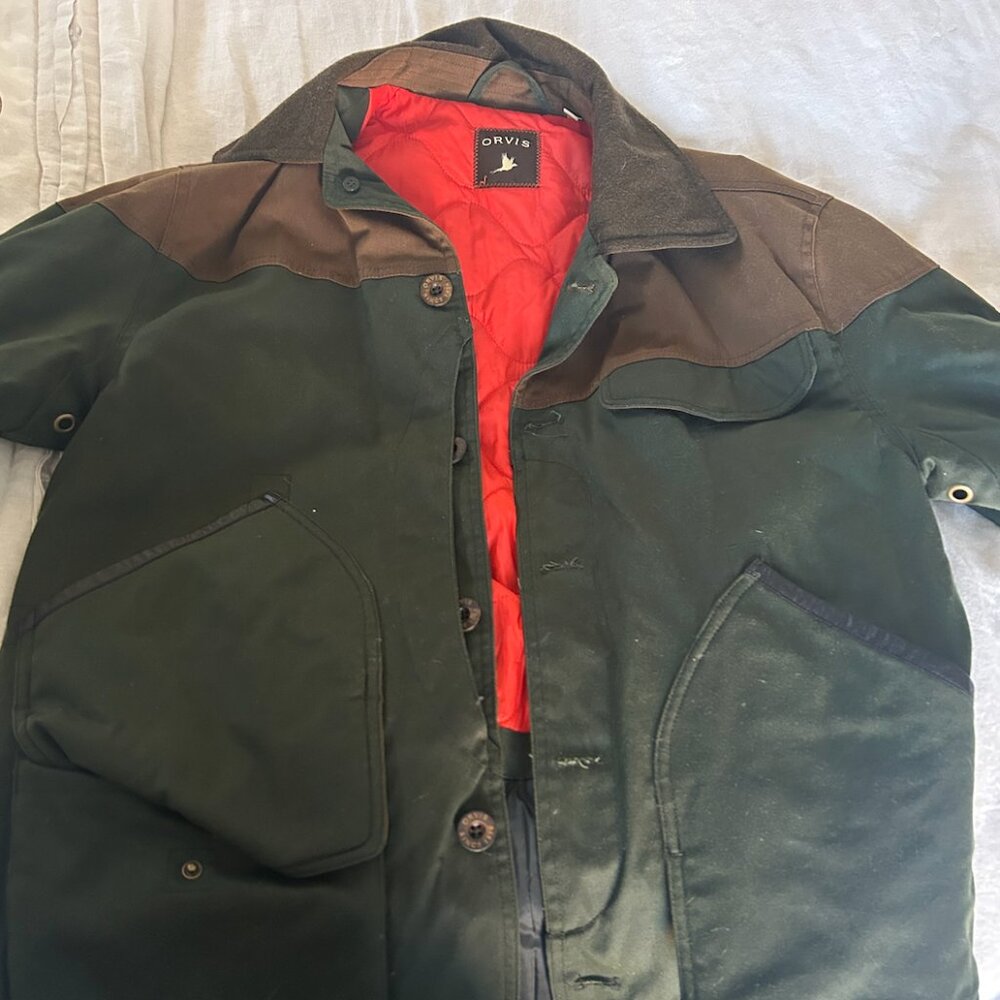 Orvis Jacket Mens Medium Green Front Loader Field Coat